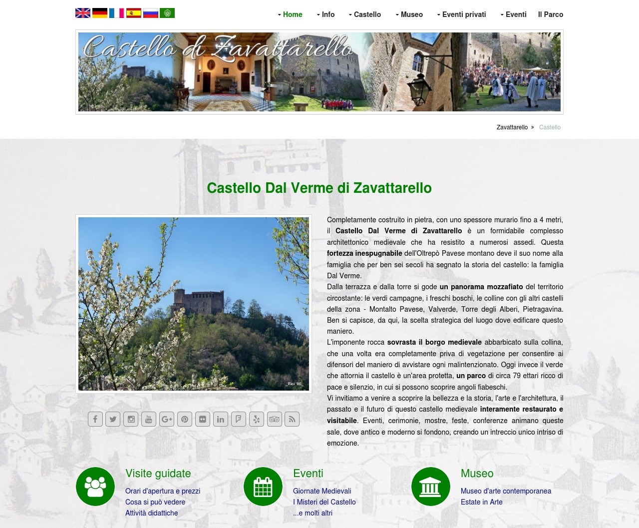 Una pagina del sito www.zavattarello.org nel restyling del 2016